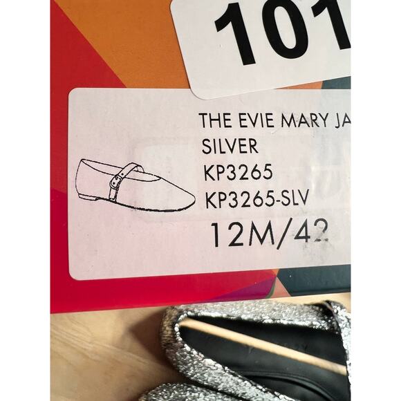Katy Perry The Evie Mary Jane Flats Silver Metallic Glass Women's Size 12 NWT - Picture 9 of 9